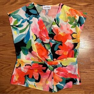 Joseph Ribkoff Floral front knot Top size 12